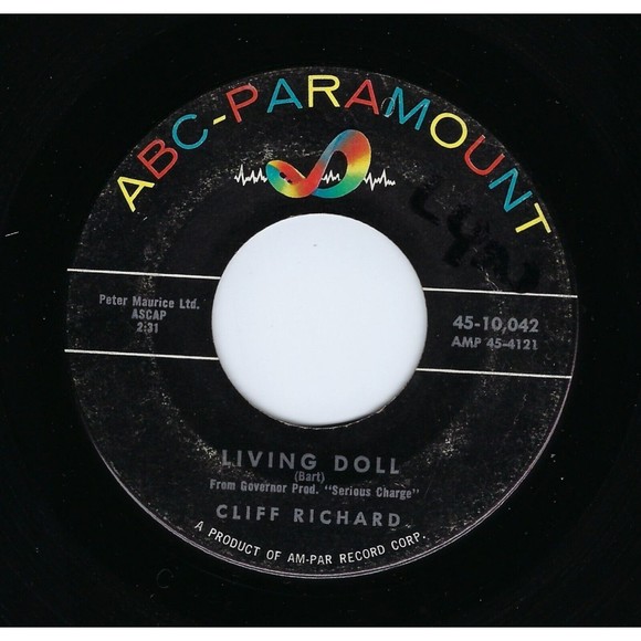 Cliff Richard Vinyl 45 Living / Apron Strings on ABC-Paramount VG Rock - Picture 1 of 2